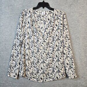 Cabi Women's Shatter Geometric V-neck Split Neck Blouse Size M